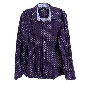 Buttercloth Button Up Shirt Mens XL Cotton Long Sleeve Plum Geometric Print